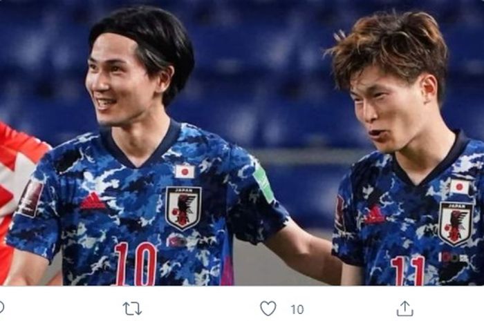 Takumi Minamino saat memperkuat timnas Jepang.