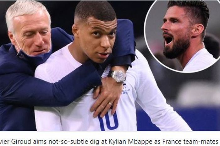 Kylian Mbappe dikabarkan marah kepada rekan setimnya di Timnas Prancis, Olivier Giroud usai dituduh tak mengoper bola.