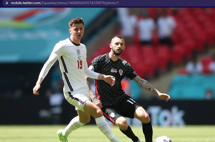 Mason Mount (kiri) memperkuat timnas Inggris saat menjamu timnas Kroasia dalam laga pembuka Grup D Euro 2020, Minggu (13/6/2021) pukul 20.00 WIB. 