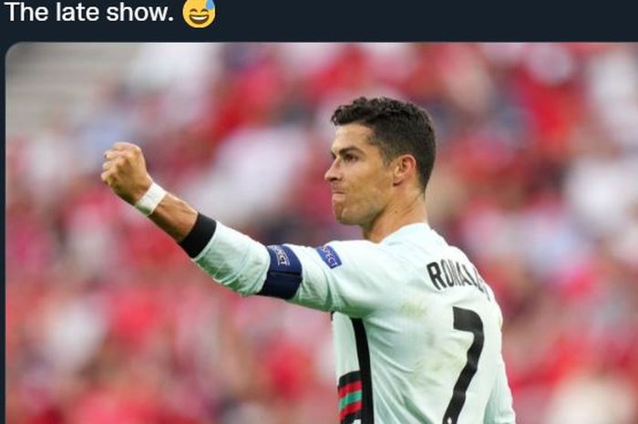 Selebrasi penyerang timnas Portugal, Cristiano Ronaldo.