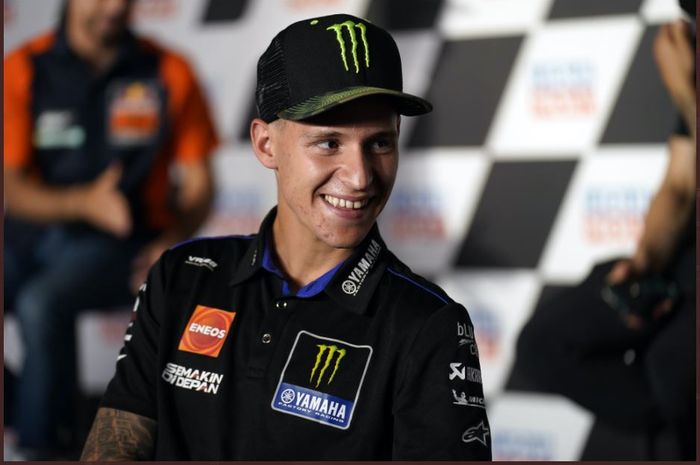 Pembalap Monster Energy Yamaha, Fabio Quartararo, saat berbicara pada sesi konferensi pers MotoGP Jerman 2021. 