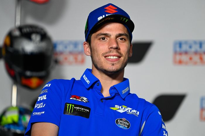 Pembalap Suzuki Ecstar, Joan Mir, pada konferensi pers jelang MotoGP Jerman 2021 di Sirkuit Sachsenring.