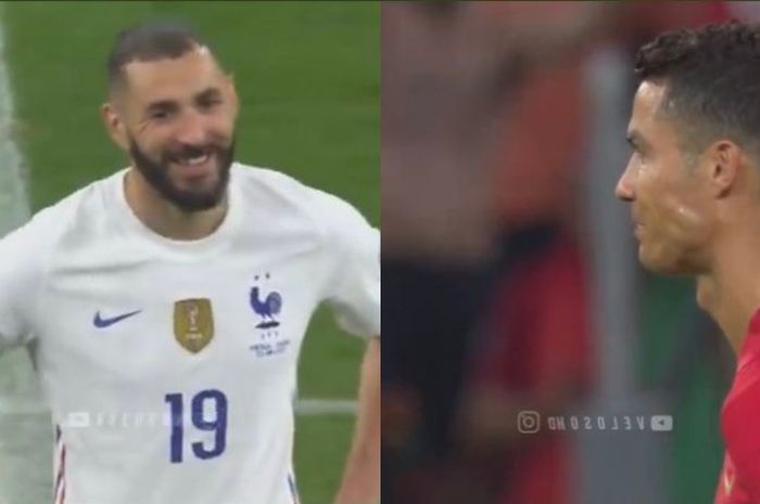 Momen unik Karim Benzema dan Cristiano Ronaldo sebelum bertanding di EURO 2020.