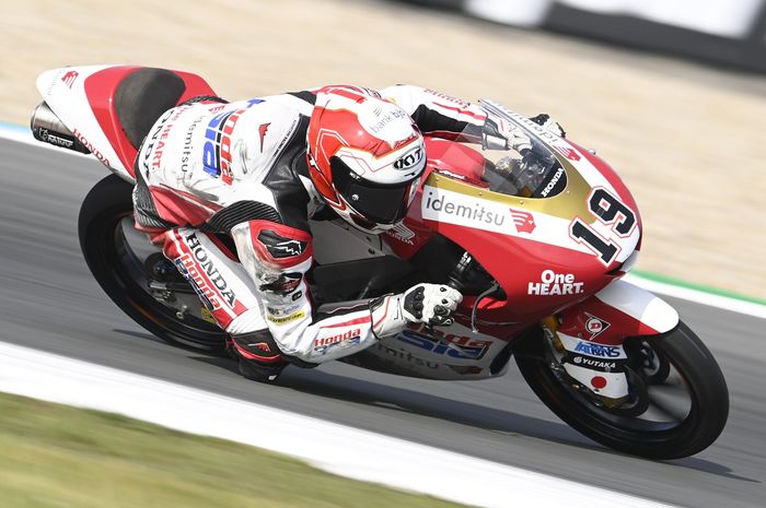 Pembalap Honda Team Asia, Andi Farid Izdihar, pada seri balap Moto3 Belanda di Sirkuit Assen, Belanda, 27 June 2021