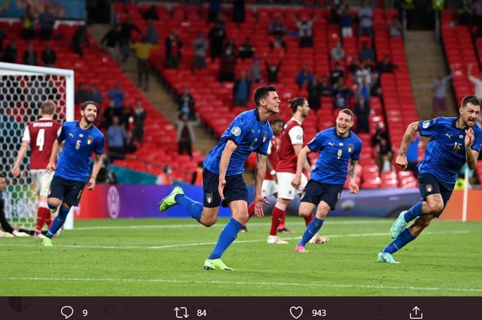 Matteo Pessina, mencetak gol dalam laga Italia vs Austria di EURO 2020.