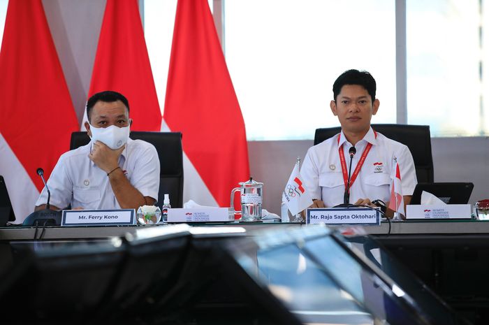 IOC Meeting dengan Mrs Kloster Aasen terkait Bidding Indonesia Olimpiade 2032 di Ruang Rapat lt 19 NOC Indonesia HQ, Menara Olahraga Senayan, Jakarta, Selasa, 25 Mei 2021.