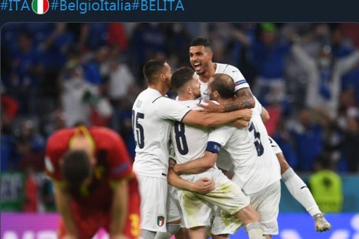 Timnas Italia menekuk Belgia di perempat final Euro 2020, 2 Juli 2021.