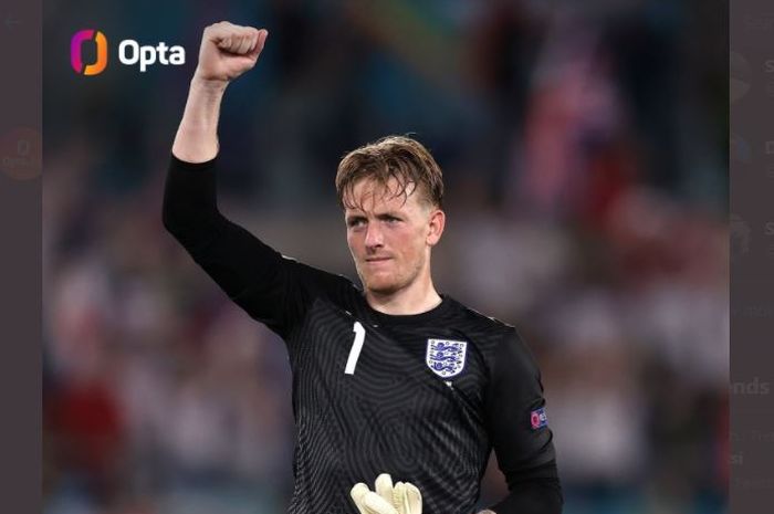 Kiper timnas Inggris, Jordan Pickford, tak kebobolan sampai perempat final Euro 2020.