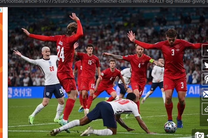 Insiden yang membuat sang wasit memberi hadiah penalti kepada Timnas Inggris dalam laga semifinal Euro 2020, Kamis (8/7/2021) dini hari WIB.