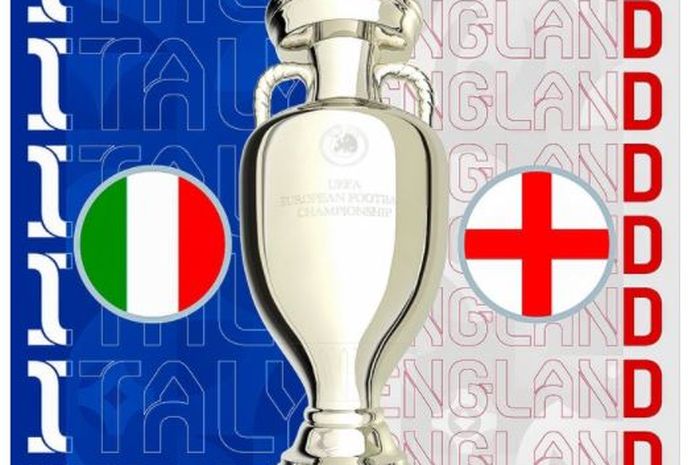 Ilustrasi final EURO 2020 yang mempertemukan timnas Italia dengan timnas Inggris.