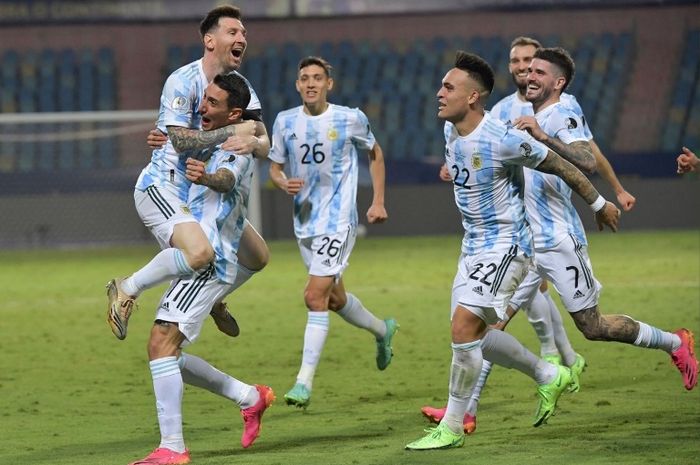 Keceriaan timnas Argentina usai menjuarai Copa America 2021.