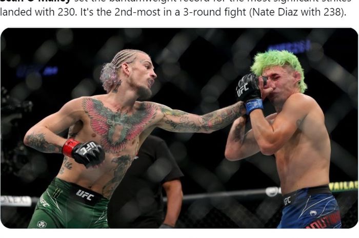 Duel Sean O'Malley vs Kris Moutinho dalam laga UFC 264, Minggu (11/7/2021) WIB di Las Vegas.