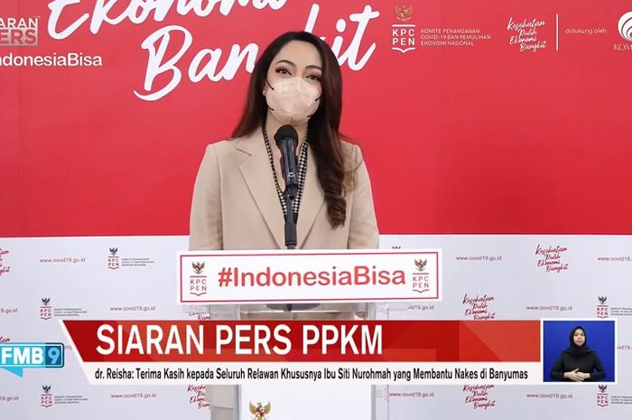 Juru Bicara Pemerintah untuk Covid-19, Dokter Reisa Broto Asmoro saat memberikan keterangan pers, Rabu (21/7/2021)