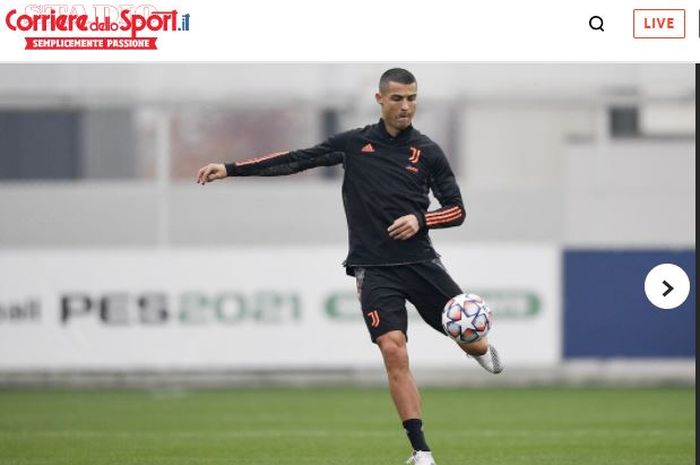 Cristiano Ronaldo menjalani sesi latihan di Juventus.