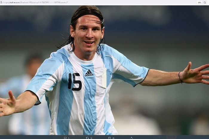 Aksi Lionel Messi di Olimpiade Beijing 2008.