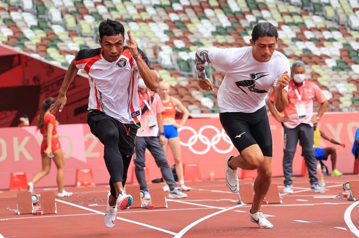 Sprinter putra Indonesia, Lalu Muhammad Zohri pada Olimpiade Tokyo tahun lalu.