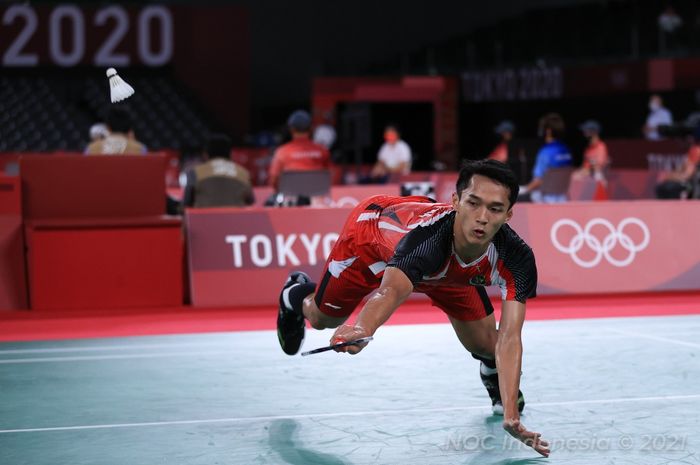 Aksi Jonatan Christie pada babak 16 besar Olimpiade Tokyo 2020, Kamis (29/7/2021)