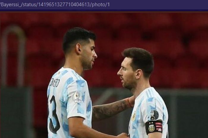 Cristian Romero dan Lionel Messi saat memperkuat timnas Argentina