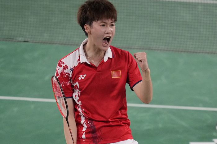 Pebulu tangkis tunggal putri China, Chen Yu Fei, pada final Olimpiade Tokyo 2020 di Musahino Forest Plaza, Minggu (1/8/2021).