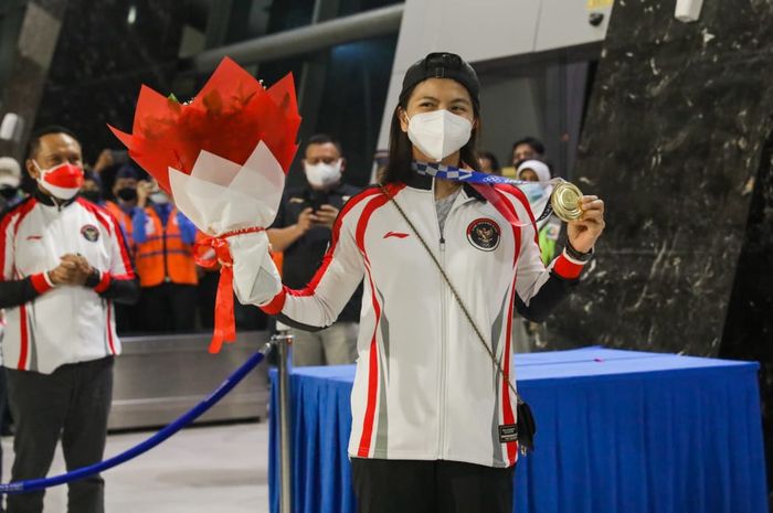 Kedatangan Greysia Polii ke tanah air usai tampil pada Olimpiade Tokyo 2020, Rabu (5/8/2021)