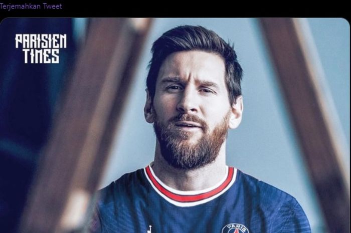 Ilustrasi Lionel Messi dalam seragam Paris Saint-Germain (PSG)