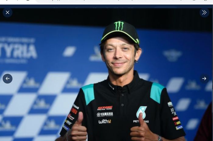 Pembalap Petronas Yamaha SRT, Valentino Rossi, ketika mengumumkan pensiun pada akhir MotoGP 2021 dalam sesi konferensi pers di Red Bull Ring, Spielberg, Kamis (5/8/2021).