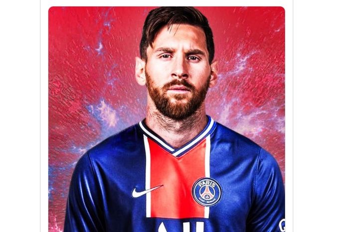 Foto Lionel Messi dengan jersey PSG yang dicuit oleh kerabat Presiden Nasser Al Khelaifi.