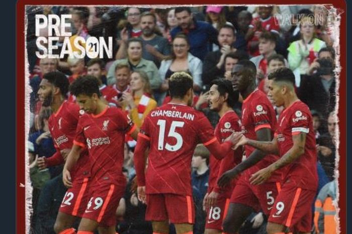 Liverpool menjalani laga uji coba pramusim kontra Osasuna di Anfield, 9 Agustus 2021.