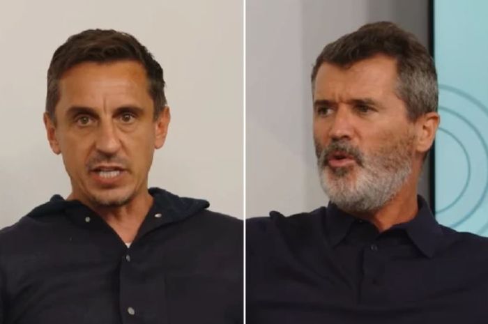 Dua legenda Manchester United, Gary Neville (kiri) dan Roy Keane (kanan).