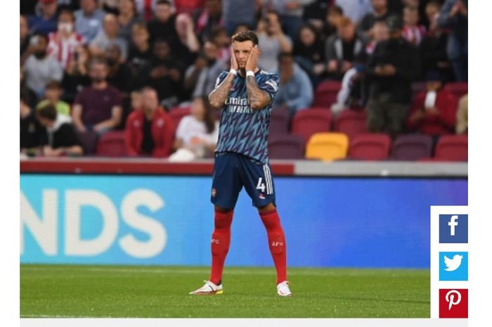 Bek Arsenal, Ben White, pada pertandingan melawan Brentford dalam laga pembuka Liga Inggris 2021-2022 di Brentford Community Stadium pada Jumat (13/8/2021) waktu setempat atau Sabtu pukul 02.00 WIB.