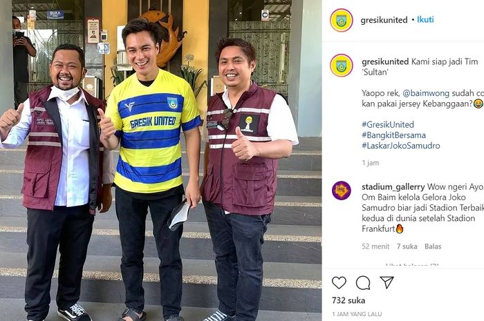 Baim Wong memberikan sinyal merapat ke Gresik United