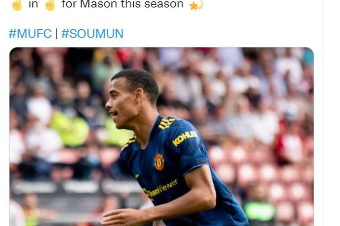 Mason Greenwood mencetak gol ke gawang Southampton  dalam laga pekan ke-2 Liga Inggris musim 2021-2022 di St.Mary's Stadium, Minggu (22/8/2021).