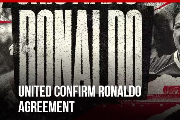 Pengumuman kesepakatan Manchester United merekrut Cristiano Ronaldo dari Juventus.