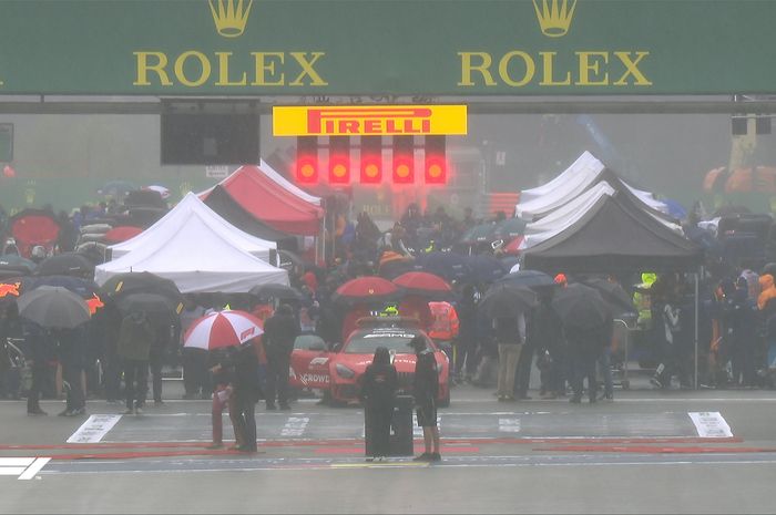 Suasana di garis start balapan F1 GP Belgia 2021 di Sirkuit Spa-Francorchamps, Minggu (29/8/2021).