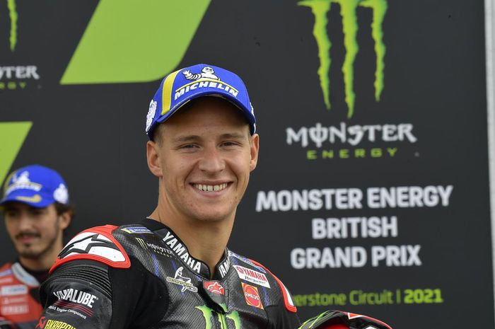 Pembalap Monster Energy Yamaha, Fabio Quartararo, setelah sesi kualifikasi MotoGP Inggris 2021 di Sirkuit Silverstone, Sabtu (28/8/2021).