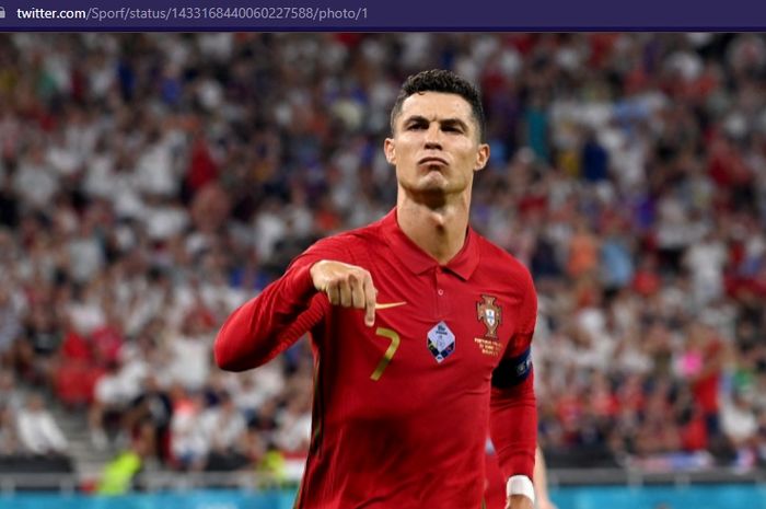 Megabintang timnas Portugal, Cristiano Ronaldo, merayakan gol ke gawang timnas Irlandia dalam laga Kualifikasi Piala Dunia 2022 zona Eropa pada Kamis (2/9/2021) pukul 01.45 WIB di Stadion Algarve. 