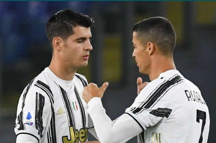 Momen kebersamaan antara Alvaro Morata dan Cristiano Ronaldo sewaktu masih sama-sama membela Juventus.