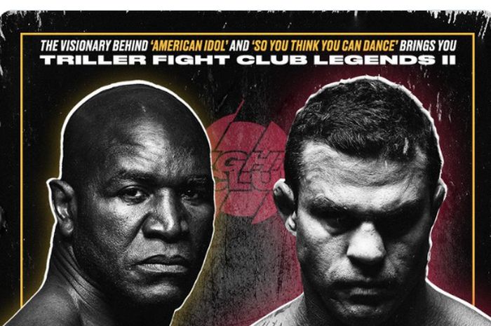 Poster pertandingan tinju antara Evander Holyfield vs Vitor Belfort yang akan digelar di Florida, Amerika Serikat, Sabtu (11/9/2021).