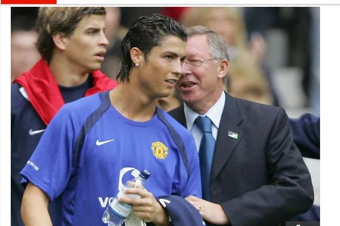 Cristiano Ronaldo (kiri) ketika masih bermain di bawah asuhan Sir Alex Ferguson (kanan) di Manchester United.