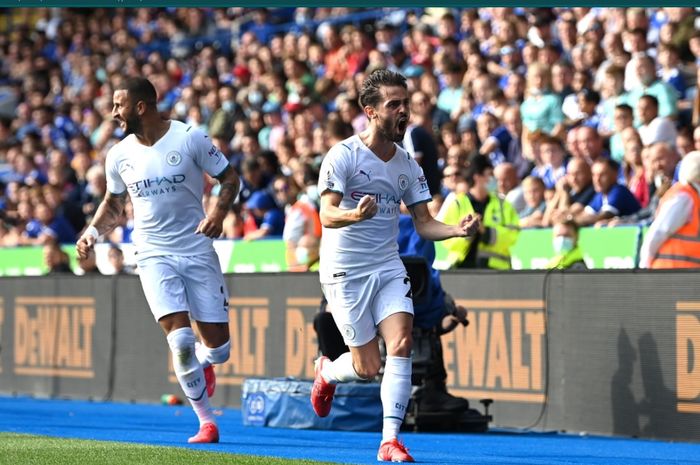 Bernardo Silva sukses mencetak gol perdananya bersama Manchester City di Liga Inggris musim ini.