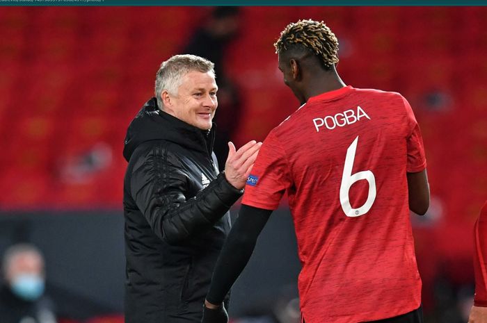 Momen kebersamaan Paul Pogba dan Ole Gunnar Solskjaer.