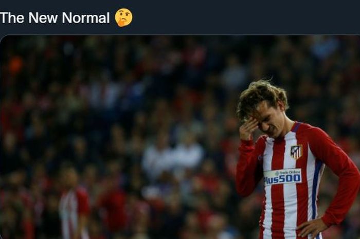 Ekspresi striker Atletico Madrid, Antoine Griezmann.