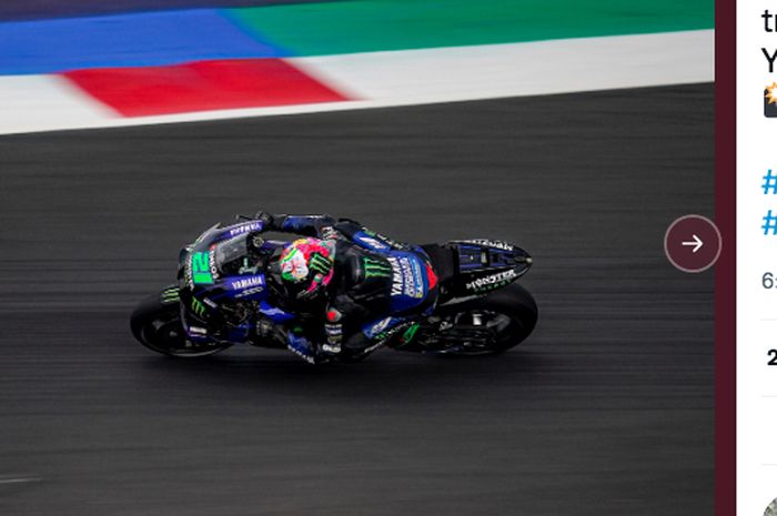 Franco Morbidelli saat tampil debut bersama Monster Energy Yamaha pada sesi latihan bebas (free practice) hari pertama MotoGP San Marino 2021 di Sirkuit Misano, Jumat (17/9/2021).