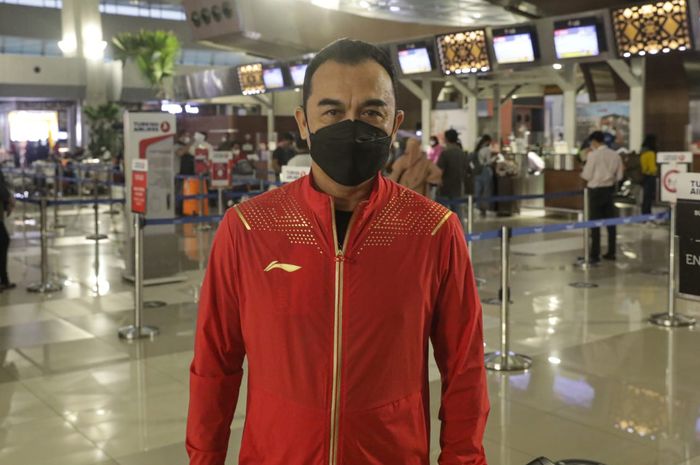 Kabid Binpres PP PBSI, Rionny Mainaky, ketika di Bandara Soekarno-Hatta, Tangerang, Banten, Selasa (21/9/2021).