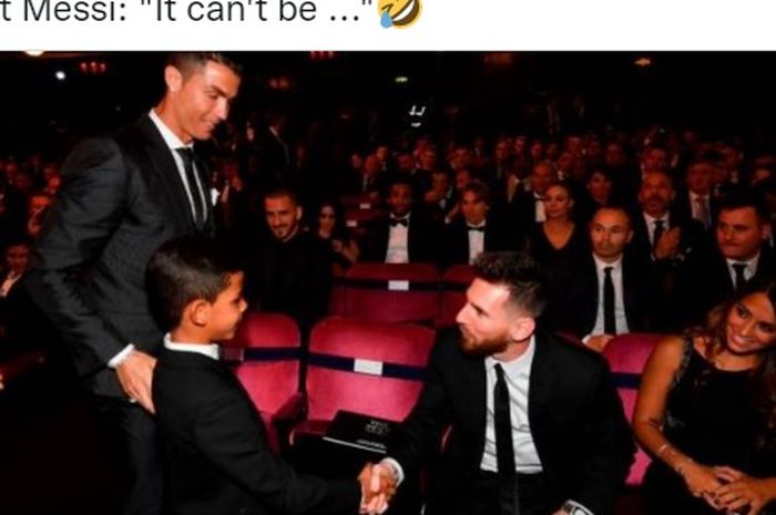 Anak Cristiano Ronaldo sempat tak percaya bahwa dirinya bertemu Lionel Messi karena sang megabintang berpostur pendek.