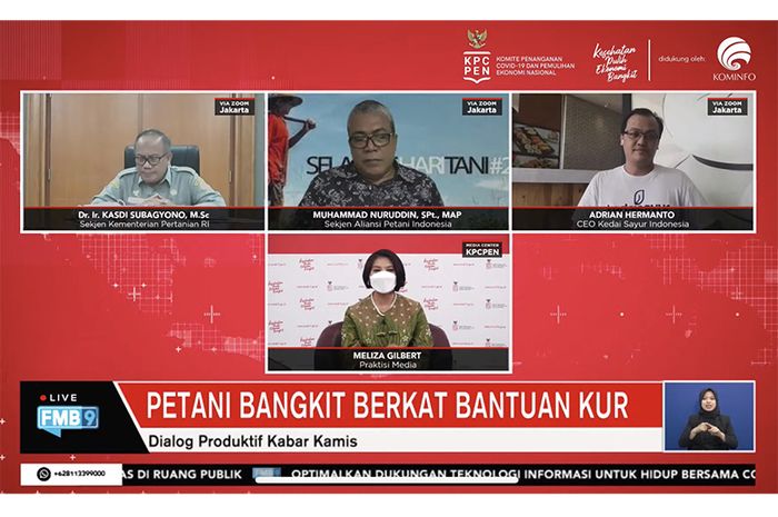 Dialog Produktif Kabar Kamis Siang Forum Merdeka Barat 9 (FMB 9) yang digelar oleh Komite Penanganan Covid‑19 dan Pemulihan Ekonomi (KPCPEN), Kamis (23/9/2021).