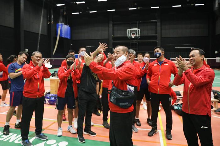 Suasana latihan tim Indonesia menjelang Sudirman Cup 2021, Jumat (24/9/2021)