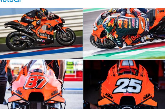 Kolase para pembalap Moto2, Remy Gardner (kiri) dan Raul Fernandez (kanan), saat menjajal motor balap MotoGP pada tes Misano, Rabu (22/9/2022).