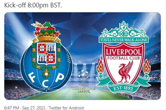 FC Porto dan Liverpool akan saling berhadapan di fase grup Liga Champions 2021-2022.