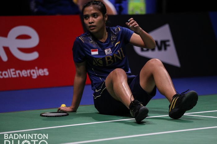 Tunggal putri, Gregoria Mariska Tunjung saat membela Indonesia pada perempat final Sudirman Cup 2021, Jumat (1/10/2021)